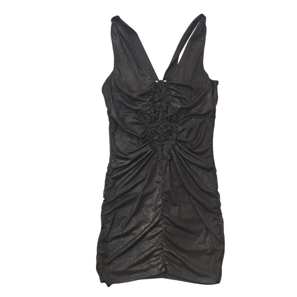 Y2K VTG Charlotte Russe Dress Black Floral Lace Party Club Whimsigoth Small Mini